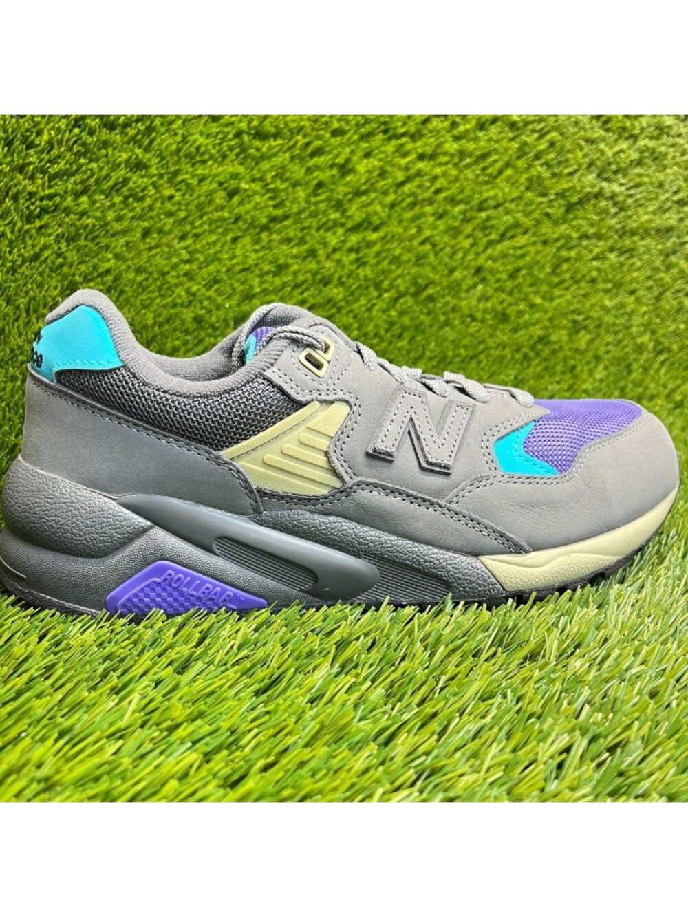 New Balance 580 Mens Size 7.5 Gray Purple Blue Athletic Running Shoes Sneakers
